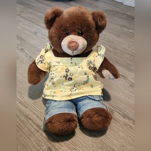 Build A Bear Brown Bear with Clothes Jeans‎ Shirt Stuffed Animal Plush Brown 15"